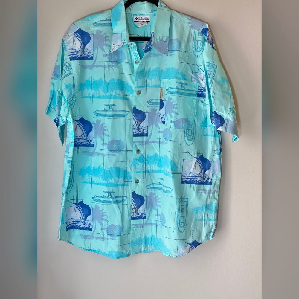 🔥 Columbia Button down short sleeve shirt Sz XXL